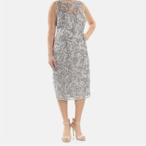 White House Black Market Gray Floral Midi Dress